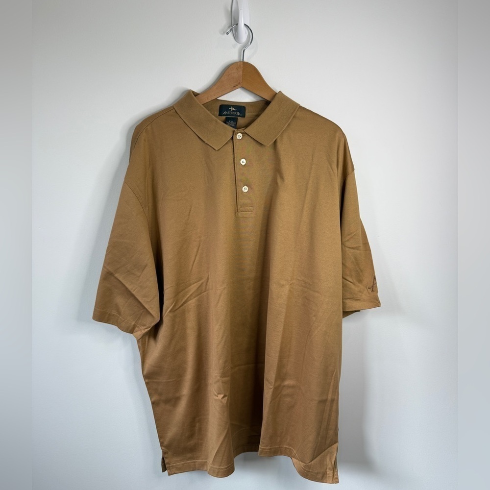 Antigua Pima Cotton Brown Short Sleeve Polo Shirt (XXL)